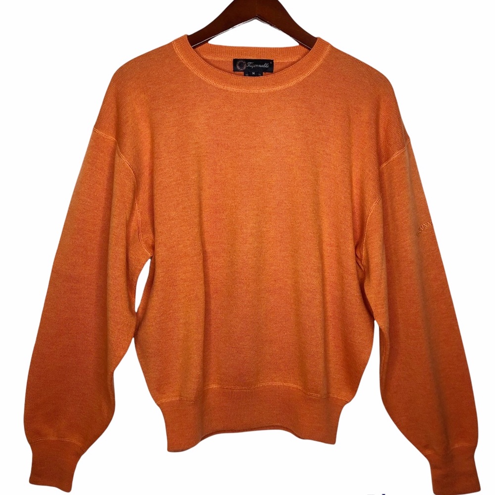 FACONNABLE Merino Wool Knit Men’s Crewneck Sweater Size Medium in Orange